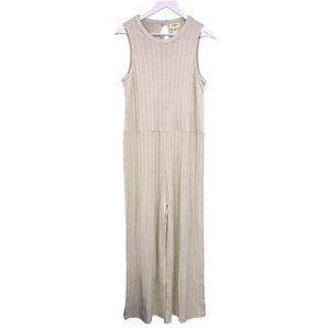 World Market Ivory Sleeveless Knit Cropped Jumpsuit Women’s Size L/XL